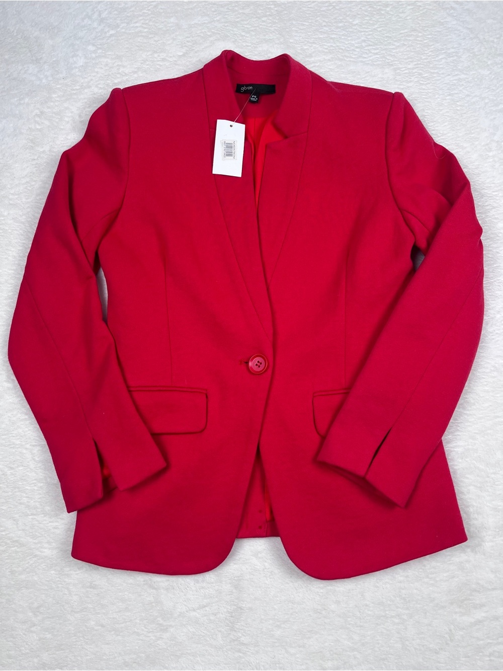 Gibsonlook Inverted Notch Collar Knit Blazer Red Small Petite NWT